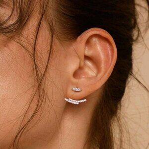 💖 2/$30 Rhinestones silver stud jackets prom formal cocktail party earrings NEW